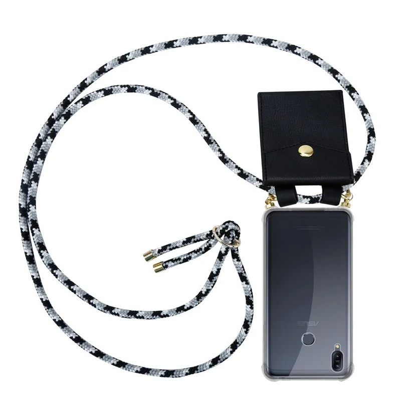 Cadorabo Handy Kette kompatibel mit Asus ZenFone MAX M2 Silikon Schutzhülle mit Gold Ringen, Kordel Band und abnehmbarem Etui