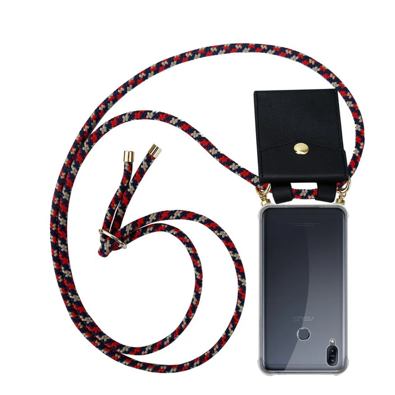 Cadorabo Handy Kette kompatibel mit Asus ZenFone MAX M2 Silikon Schutzhülle mit Gold Ringen, Kordel Band und abnehmbarem Etui