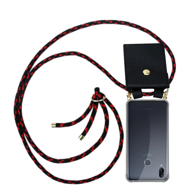 Cadorabo Handy Kette kompatibel mit Asus ZenFone MAX M2 Silikon Schutzhülle mit Gold Ringen, Kordel Band und abnehmbarem Etui