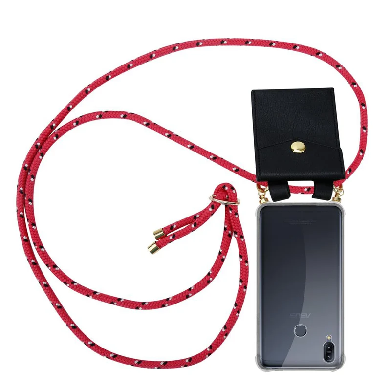 Cadorabo Handy Kette kompatibel mit Asus ZenFone MAX M2 Silikon Schutzhülle mit Gold Ringen, Kordel Band und abnehmbarem Etui