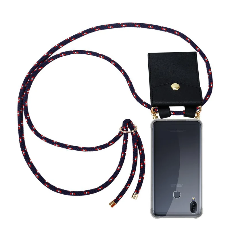 Cadorabo Handy Kette kompatibel mit Asus ZenFone MAX M2 Silikon Schutzhülle mit Gold Ringen, Kordel Band und abnehmbarem Etui