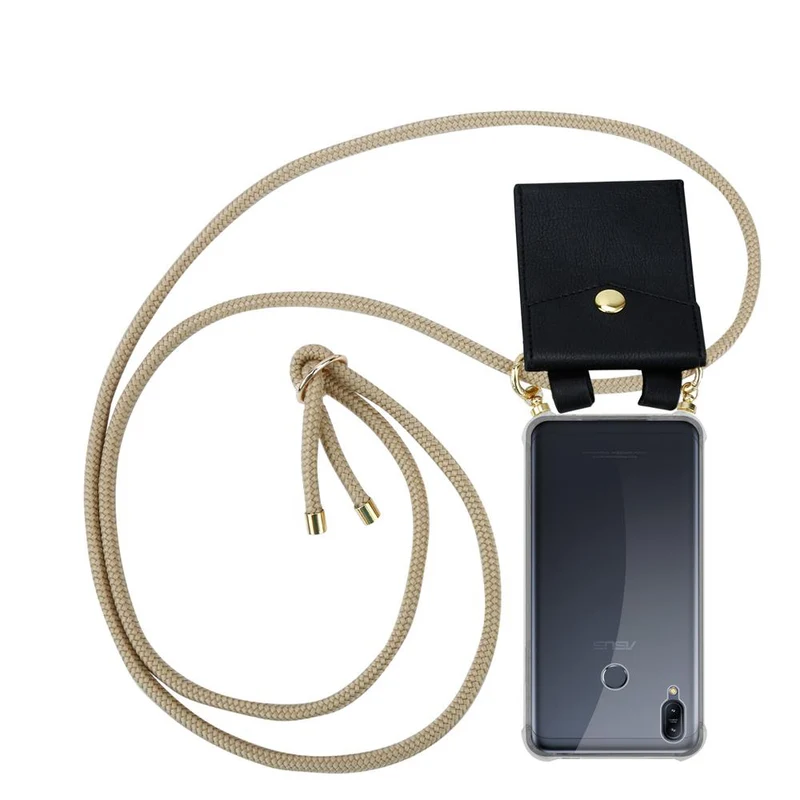 Cadorabo Handy Kette kompatibel mit Asus ZenFone MAX M2 Silikon Schutzhülle mit Gold Ringen, Kordel Band und abnehmbarem Etui