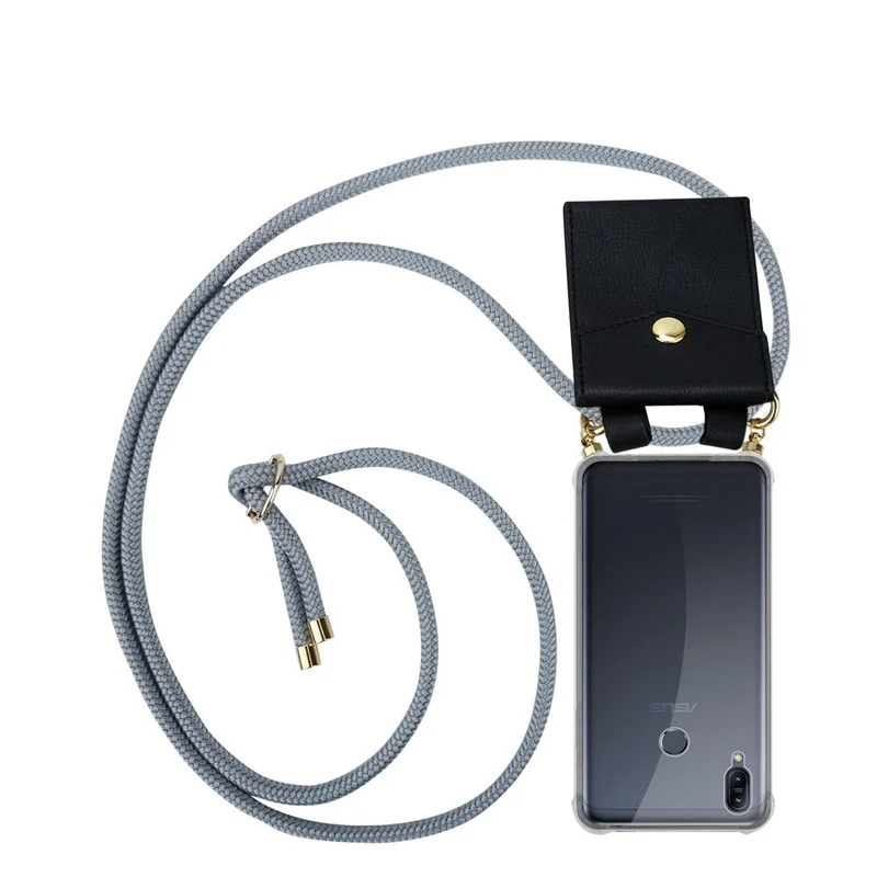Cadorabo Handy Kette kompatibel mit Asus ZenFone MAX M2 Silikon Schutzhülle mit Gold Ringen, Kordel Band und abnehmbarem Etui