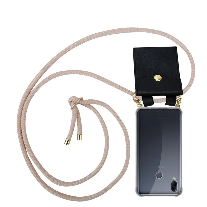 Cadorabo Handy Kette kompatibel mit Asus ZenFone MAX M2 Silikon Schutzhülle mit Gold Ringen, Kordel Band und abnehmbarem Etui