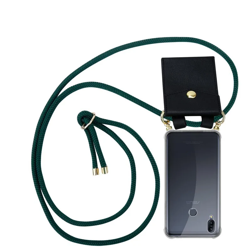 Cadorabo Handy Kette kompatibel mit Asus ZenFone MAX M2 Silikon Schutzhülle mit Gold Ringen, Kordel Band und abnehmbarem Etui