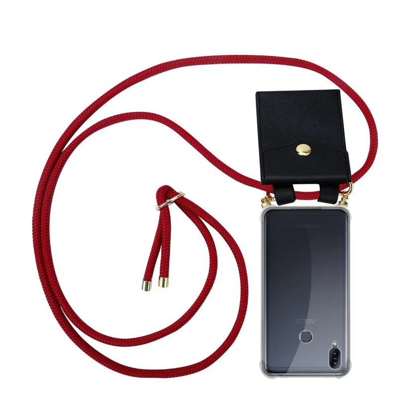 Cadorabo Handy Kette kompatibel mit Asus ZenFone MAX M2 Silikon Schutzhülle mit Gold Ringen, Kordel Band und abnehmbarem Etui