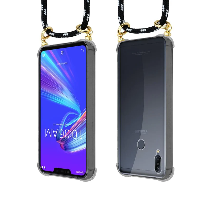 Cadorabo Handy Kette kompatibel mit Asus ZenFone MAX M2 Silikon Schutzhülle mit Gold Ringen, Kordel Band und abnehmbarem Etui