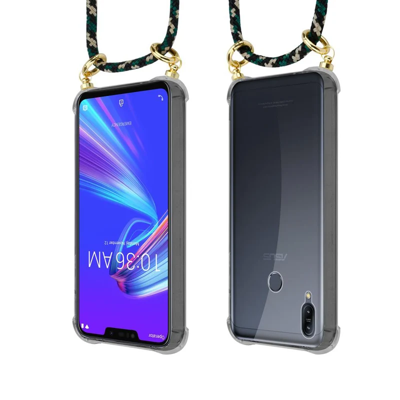 Cadorabo Handy Kette kompatibel mit Asus ZenFone MAX M2 Silikon Schutzhülle mit Gold Ringen, Kordel Band und abnehmbarem Etui