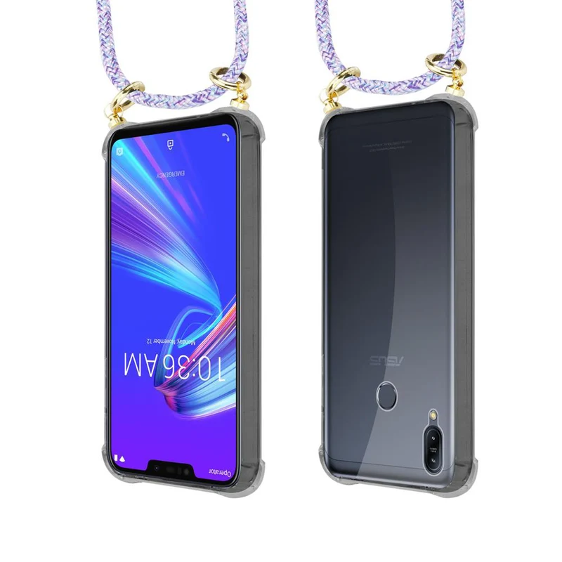 Cadorabo Handy Kette kompatibel mit Asus ZenFone MAX M2 Silikon Schutzhülle mit Gold Ringen, Kordel Band und abnehmbarem Etui