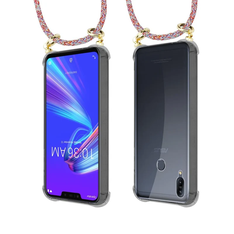 Cadorabo Handy Kette kompatibel mit Asus ZenFone MAX M2 Silikon Schutzhülle mit Gold Ringen, Kordel Band und abnehmbarem Etui