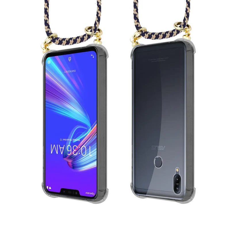 Cadorabo Handy Kette kompatibel mit Asus ZenFone MAX M2 Silikon Schutzhülle mit Gold Ringen, Kordel Band und abnehmbarem Etui