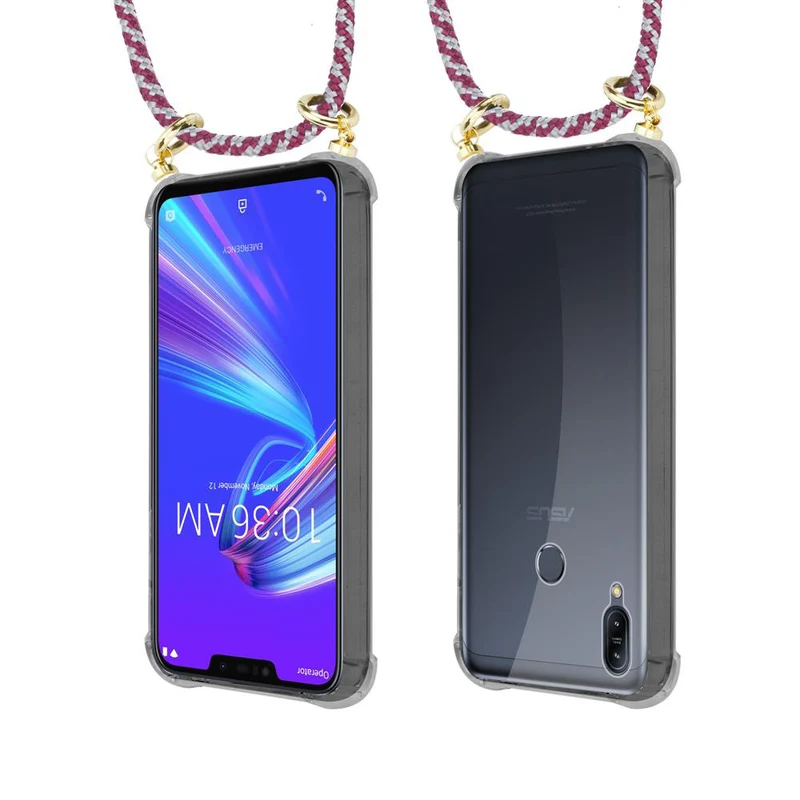 Cadorabo Handy Kette kompatibel mit Asus ZenFone MAX M2 Silikon Schutzhülle mit Gold Ringen, Kordel Band und abnehmbarem Etui