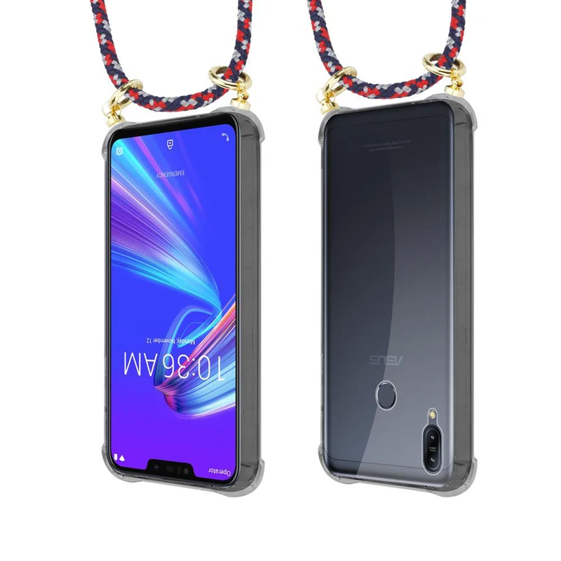 Cadorabo Handy Kette kompatibel mit Asus ZenFone MAX M2 Silikon Schutzhülle mit Gold Ringen, Kordel Band und abnehmbarem Etui