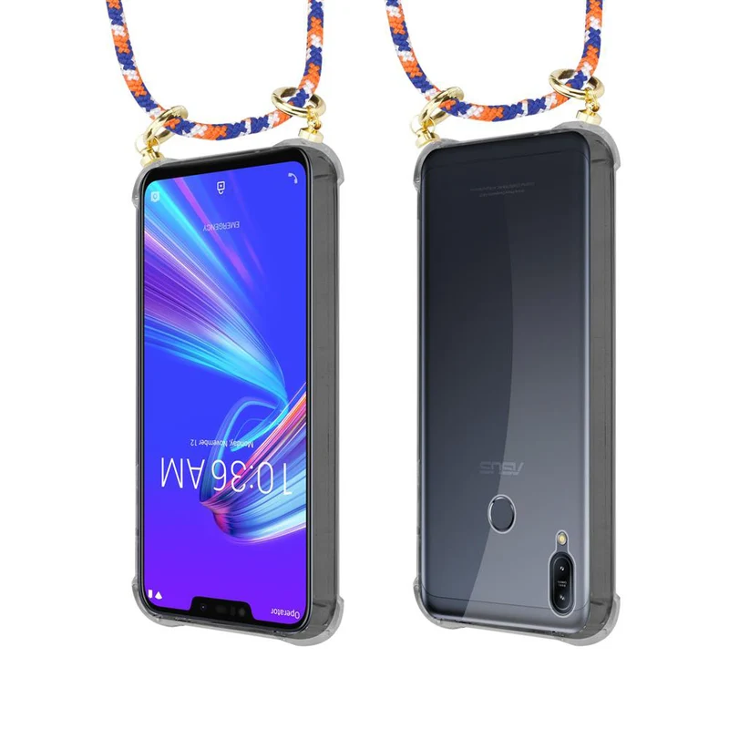 Cadorabo Handy Kette kompatibel mit Asus ZenFone MAX M2 Silikon Schutzhülle mit Gold Ringen, Kordel Band und abnehmbarem Etui