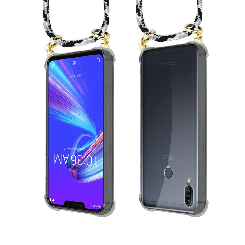 Cadorabo Handy Kette kompatibel mit Asus ZenFone MAX M2 Silikon Schutzhülle mit Gold Ringen, Kordel Band und abnehmbarem Etui