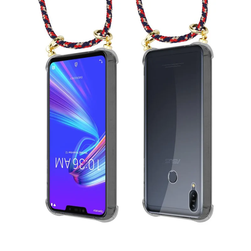 Cadorabo Handy Kette kompatibel mit Asus ZenFone MAX M2 Silikon Schutzhülle mit Gold Ringen, Kordel Band und abnehmbarem Etui