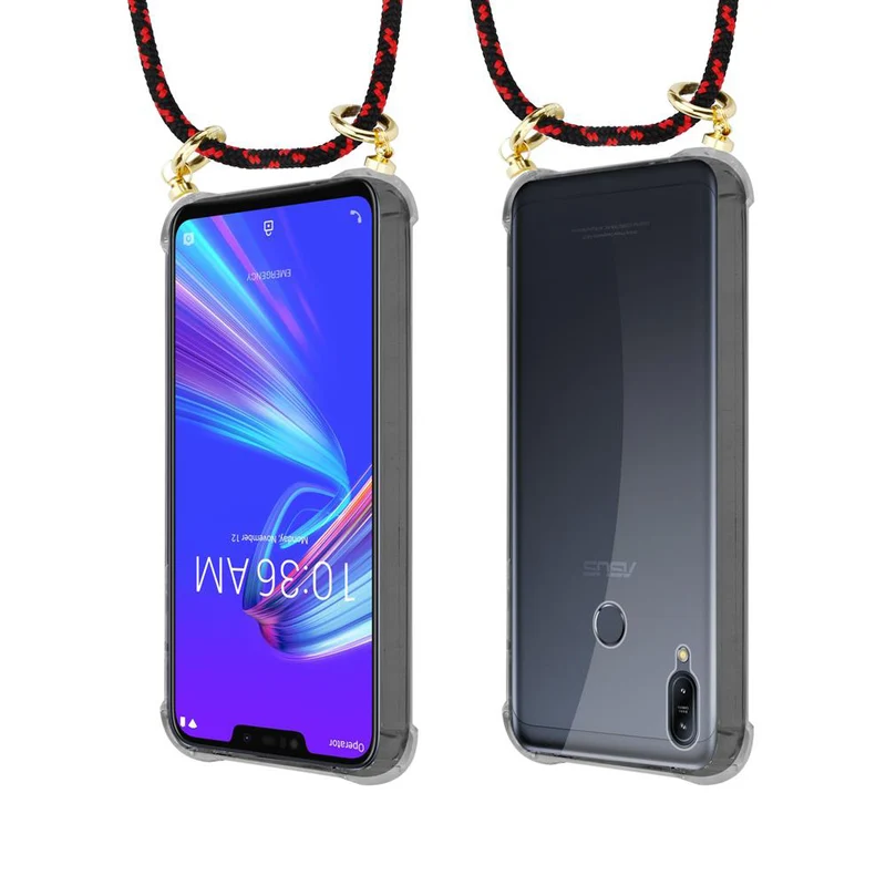 Cadorabo Handy Kette kompatibel mit Asus ZenFone MAX M2 Silikon Schutzhülle mit Gold Ringen, Kordel Band und abnehmbarem Etui