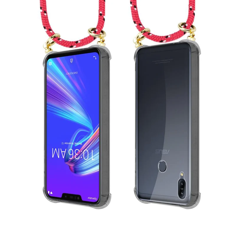 Cadorabo Handy Kette kompatibel mit Asus ZenFone MAX M2 Silikon Schutzhülle mit Gold Ringen, Kordel Band und abnehmbarem Etui