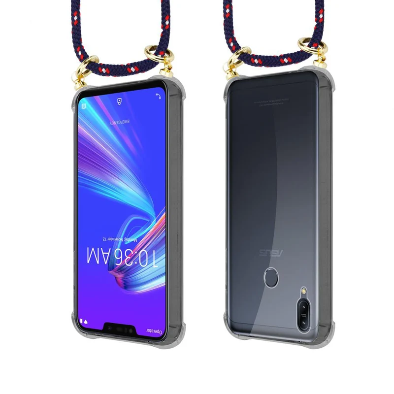 Cadorabo Handy Kette kompatibel mit Asus ZenFone MAX M2 Silikon Schutzhülle mit Gold Ringen, Kordel Band und abnehmbarem Etui