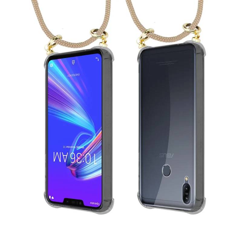 Cadorabo Handy Kette kompatibel mit Asus ZenFone MAX M2 Silikon Schutzhülle mit Gold Ringen, Kordel Band und abnehmbarem Etui