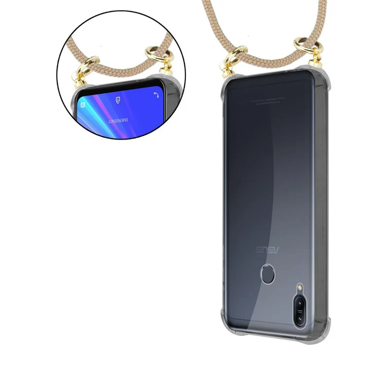 Cadorabo Handy Kette kompatibel mit Asus ZenFone MAX M2 Silikon Schutzhülle mit Gold Ringen, Kordel Band und abnehmbarem Etui