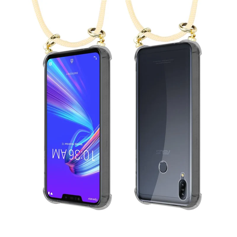 Cadorabo Handy Kette kompatibel mit Asus ZenFone MAX M2 Silikon Schutzhülle mit Gold Ringen, Kordel Band und abnehmbarem Etui