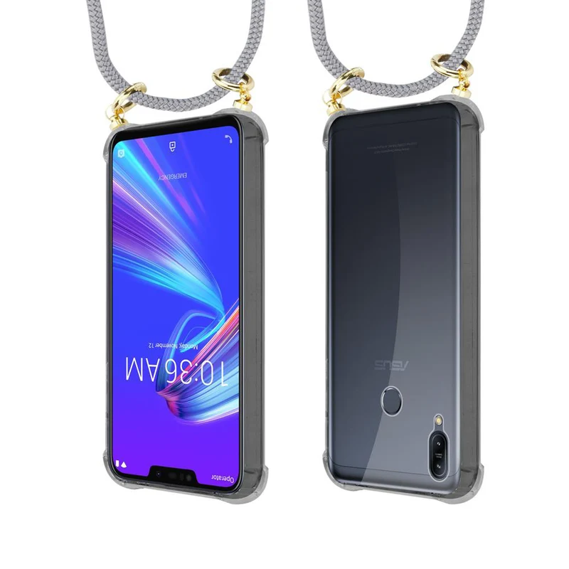 Cadorabo Handy Kette kompatibel mit Asus ZenFone MAX M2 Silikon Schutzhülle mit Gold Ringen, Kordel Band und abnehmbarem Etui