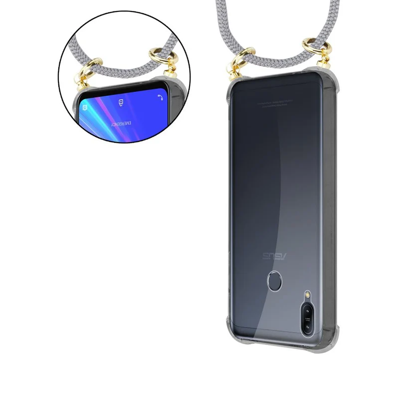 Cadorabo Handy Kette kompatibel mit Asus ZenFone MAX M2 Silikon Schutzhülle mit Gold Ringen, Kordel Band und abnehmbarem Etui