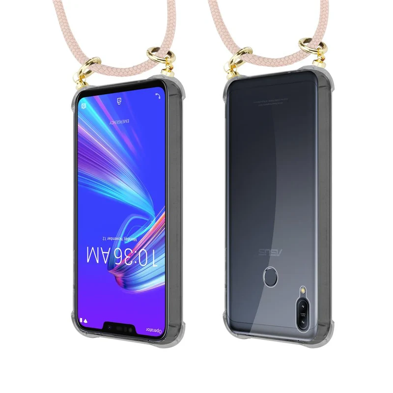 Cadorabo Handy Kette kompatibel mit Asus ZenFone MAX M2 Silikon Schutzhülle mit Gold Ringen, Kordel Band und abnehmbarem Etui