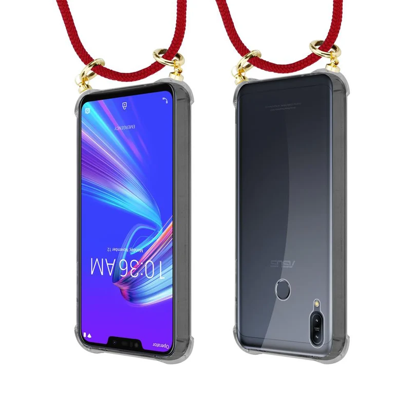 Cadorabo Handy Kette kompatibel mit Asus ZenFone MAX M2 Silikon Schutzhülle mit Gold Ringen, Kordel Band und abnehmbarem Etui