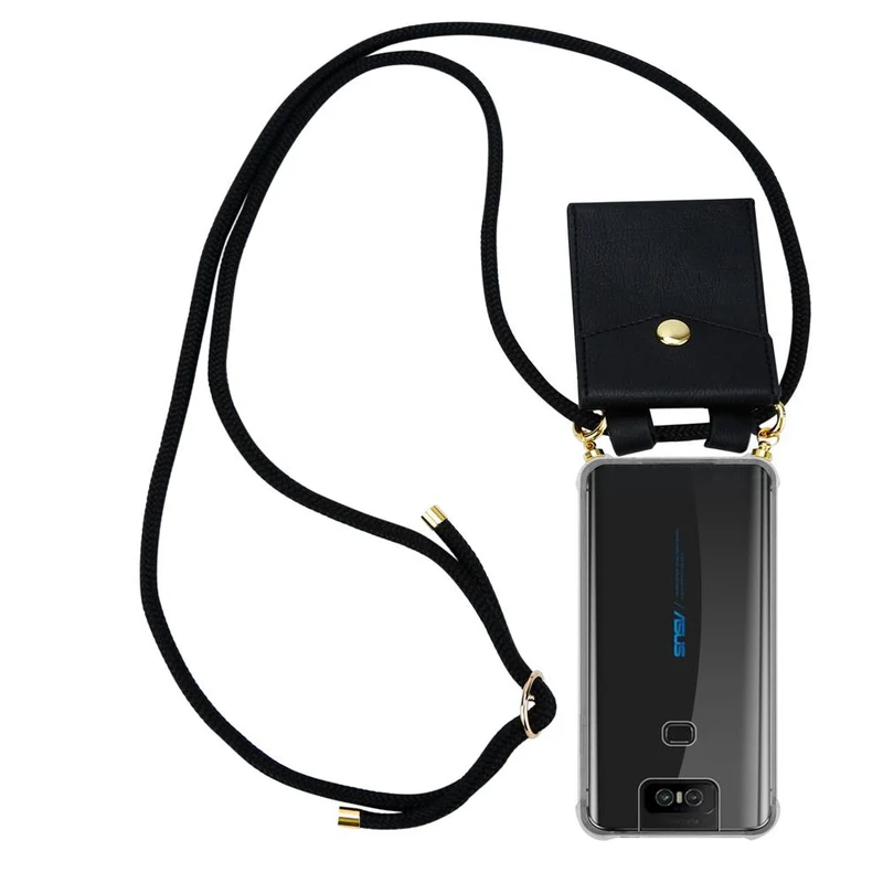 Cadorabo Handy Kette kompatibel mit Asus ZenFone 6 Silikon Schutzhülle mit Gold Ringen, Kordel Band und abnehmbarem Etui