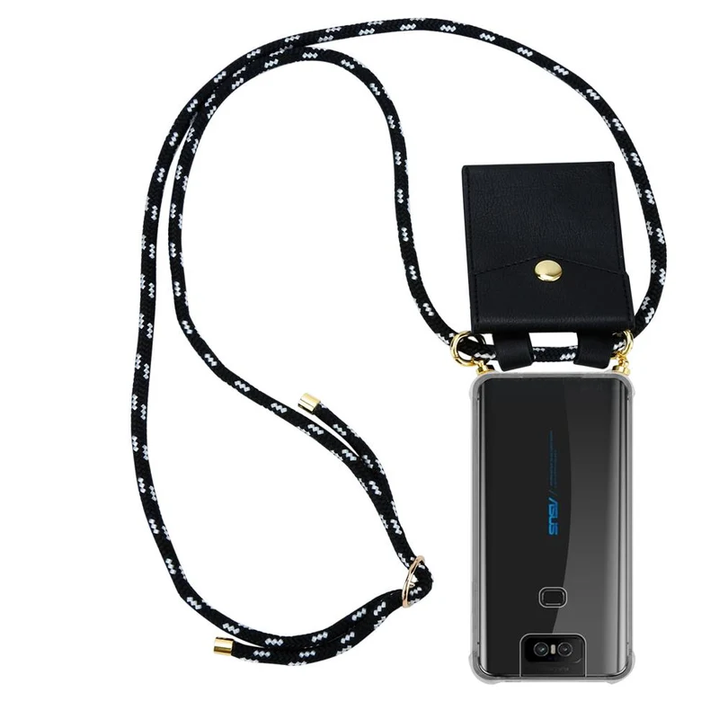 Cadorabo Handy Kette kompatibel mit Asus ZenFone 6 Silikon Schutzhülle mit Gold Ringen, Kordel Band und abnehmbarem Etui