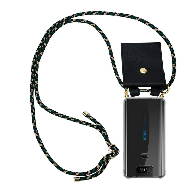 Cadorabo Handy Kette kompatibel mit Asus ZenFone 6 Silikon Schutzhülle mit Gold Ringen, Kordel Band und abnehmbarem Etui