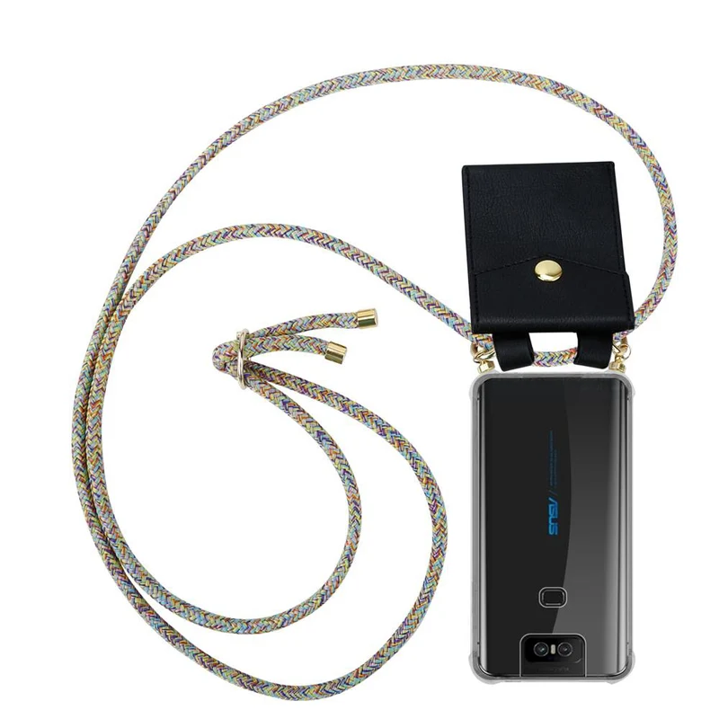 Cadorabo Handy Kette kompatibel mit Asus ZenFone 6 Silikon Schutzhülle mit Gold Ringen, Kordel Band und abnehmbarem Etui