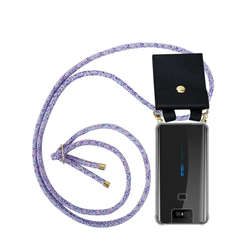 Cadorabo Handy Kette kompatibel mit Asus ZenFone 6 Silikon Schutzhülle mit Gold Ringen, Kordel Band und abnehmbarem Etui