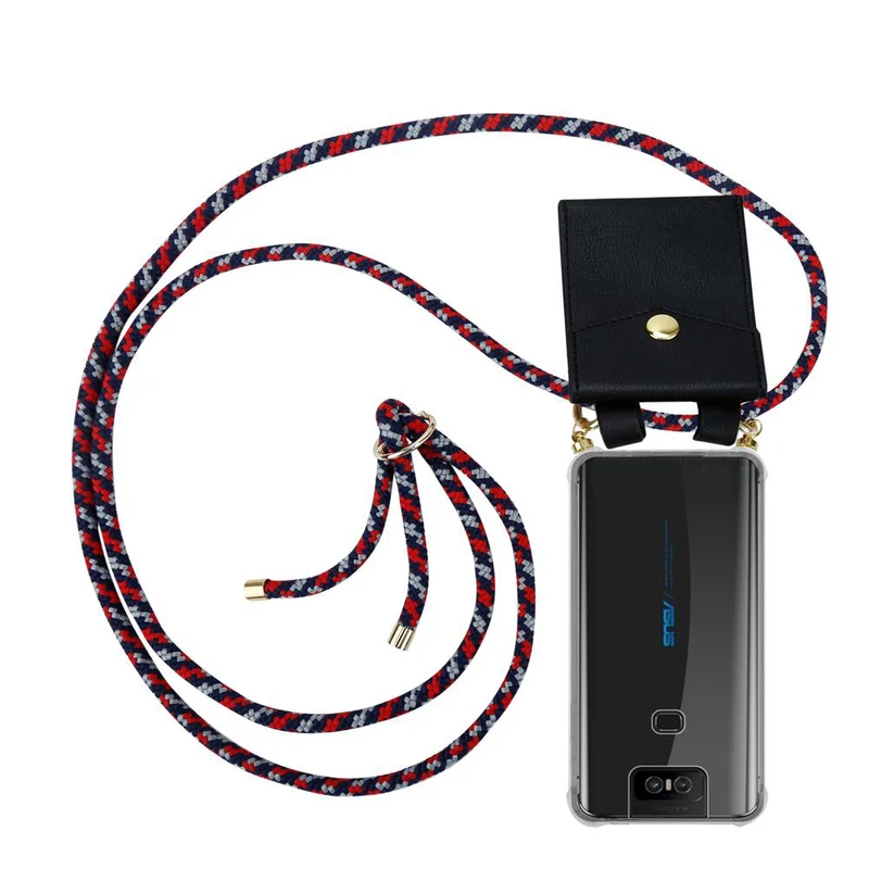Cadorabo Handy Kette kompatibel mit Asus ZenFone 6 Silikon Schutzhülle mit Gold Ringen, Kordel Band und abnehmbarem Etui
