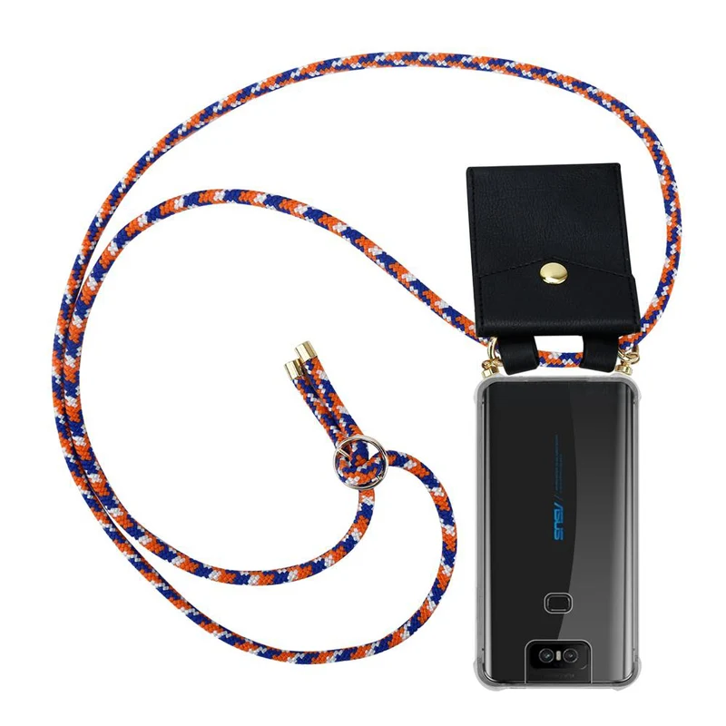 Cadorabo Handy Kette kompatibel mit Asus ZenFone 6 Silikon Schutzhülle mit Gold Ringen, Kordel Band und abnehmbarem Etui