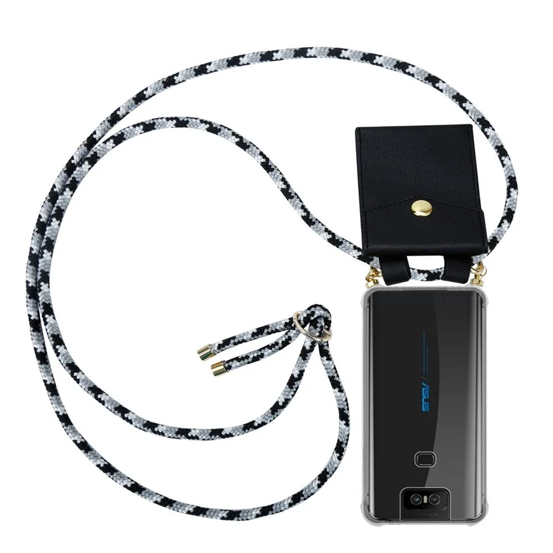 Cadorabo Handy Kette kompatibel mit Asus ZenFone 6 Silikon Schutzhülle mit Gold Ringen, Kordel Band und abnehmbarem Etui