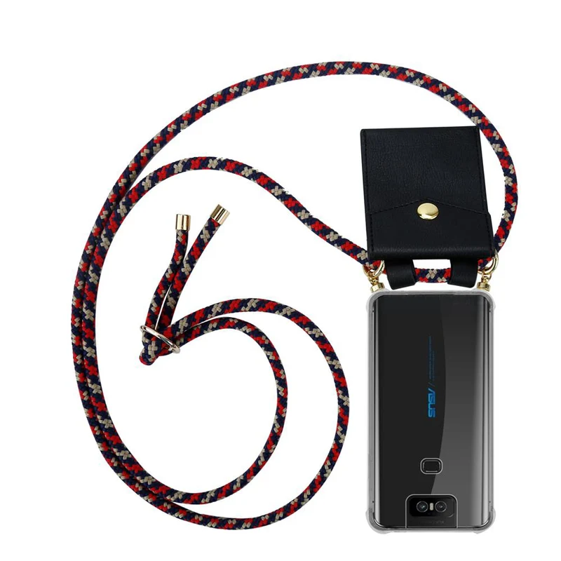 Cadorabo Handy Kette kompatibel mit Asus ZenFone 6 Silikon Schutzhülle mit Gold Ringen, Kordel Band und abnehmbarem Etui