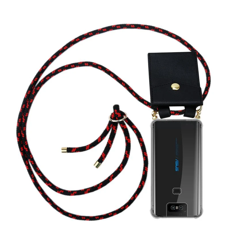 Cadorabo Handy Kette kompatibel mit Asus ZenFone 6 Silikon Schutzhülle mit Gold Ringen, Kordel Band und abnehmbarem Etui