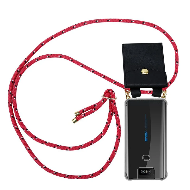 Cadorabo Handy Kette kompatibel mit Asus ZenFone 6 Silikon Schutzhülle mit Gold Ringen, Kordel Band und abnehmbarem Etui