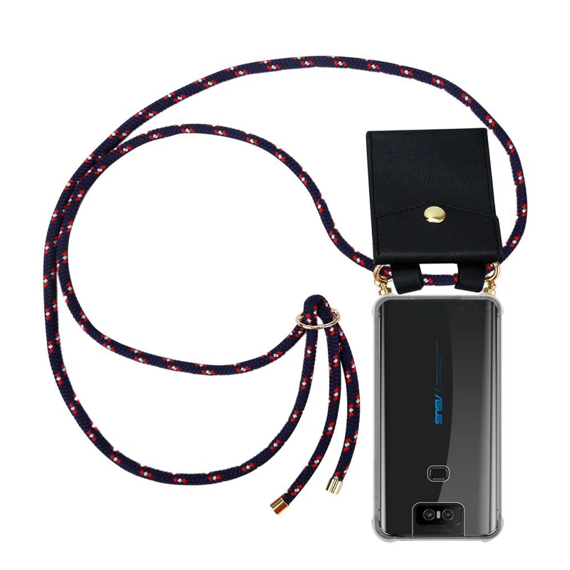 Cadorabo Handy Kette kompatibel mit Asus ZenFone 6 Silikon Schutzhülle mit Gold Ringen, Kordel Band und abnehmbarem Etui