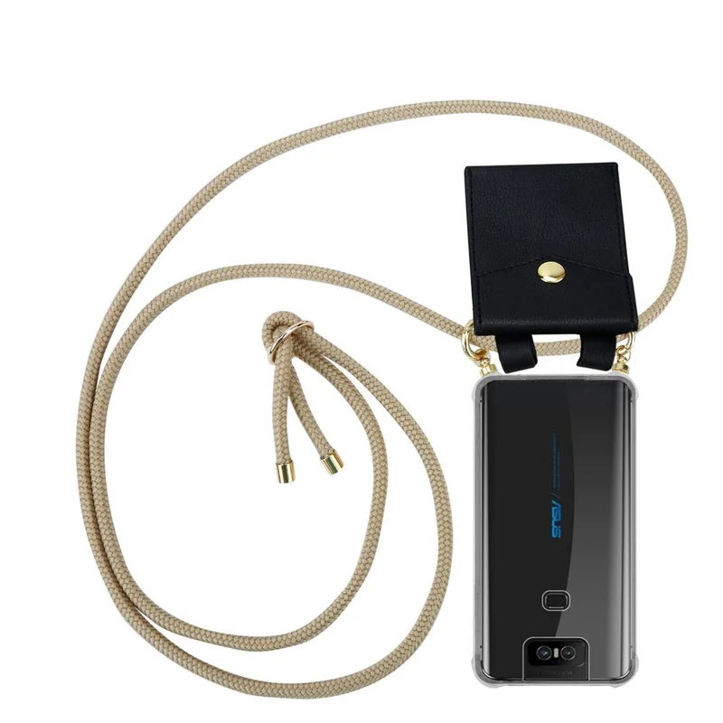 Cadorabo Handy Kette kompatibel mit Asus ZenFone 6 Silikon Schutzhülle mit Gold Ringen, Kordel Band und abnehmbarem Etui