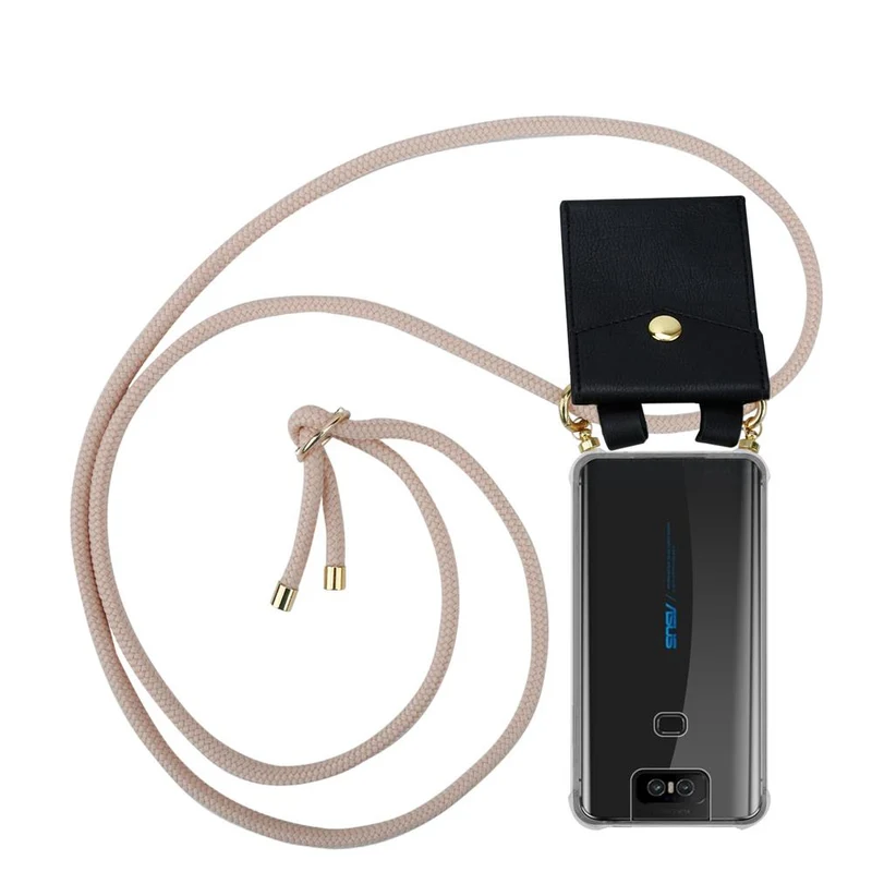 Cadorabo Handy Kette kompatibel mit Asus ZenFone 6 Silikon Schutzhülle mit Gold Ringen, Kordel Band und abnehmbarem Etui