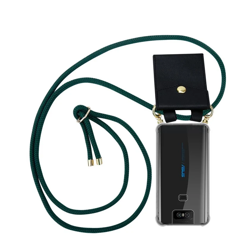 Cadorabo Handy Kette kompatibel mit Asus ZenFone 6 Silikon Schutzhülle mit Gold Ringen, Kordel Band und abnehmbarem Etui