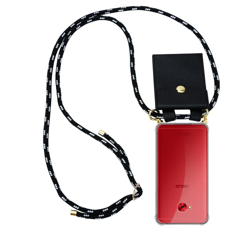 Cadorabo Handy Kette kompatibel mit Asus ZenFone 4 Selfie PRO Silikon Schutzhülle mit Gold Ringen, Kordel Band und abnehmbarem Etui