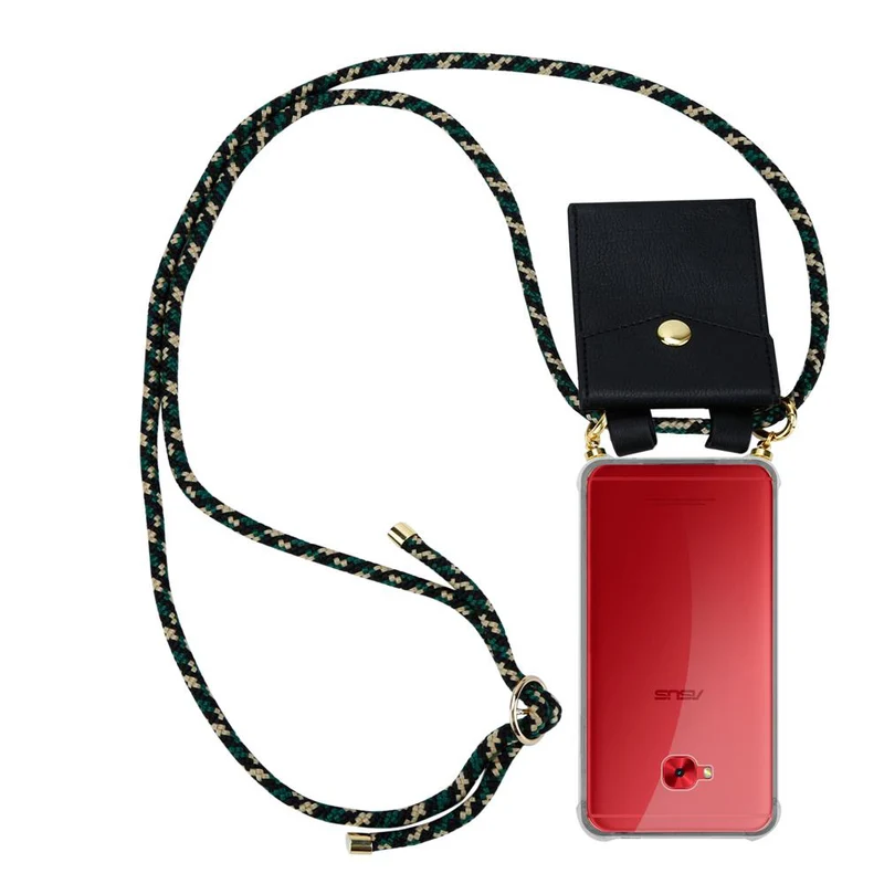 Cadorabo Handy Kette kompatibel mit Asus ZenFone 4 Selfie PRO Silikon Schutzhülle mit Gold Ringen, Kordel Band und abnehmbarem Etui