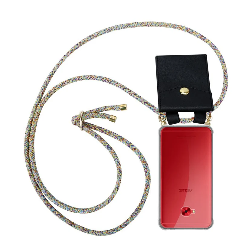 Cadorabo Handy Kette kompatibel mit Asus ZenFone 4 Selfie PRO Silikon Schutzhülle mit Gold Ringen, Kordel Band und abnehmbarem Etui