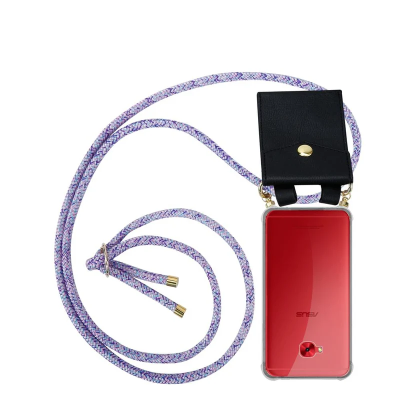 Cadorabo Handy Kette kompatibel mit Asus ZenFone 4 Selfie PRO Silikon Schutzhülle mit Gold Ringen, Kordel Band und abnehmbarem Etui