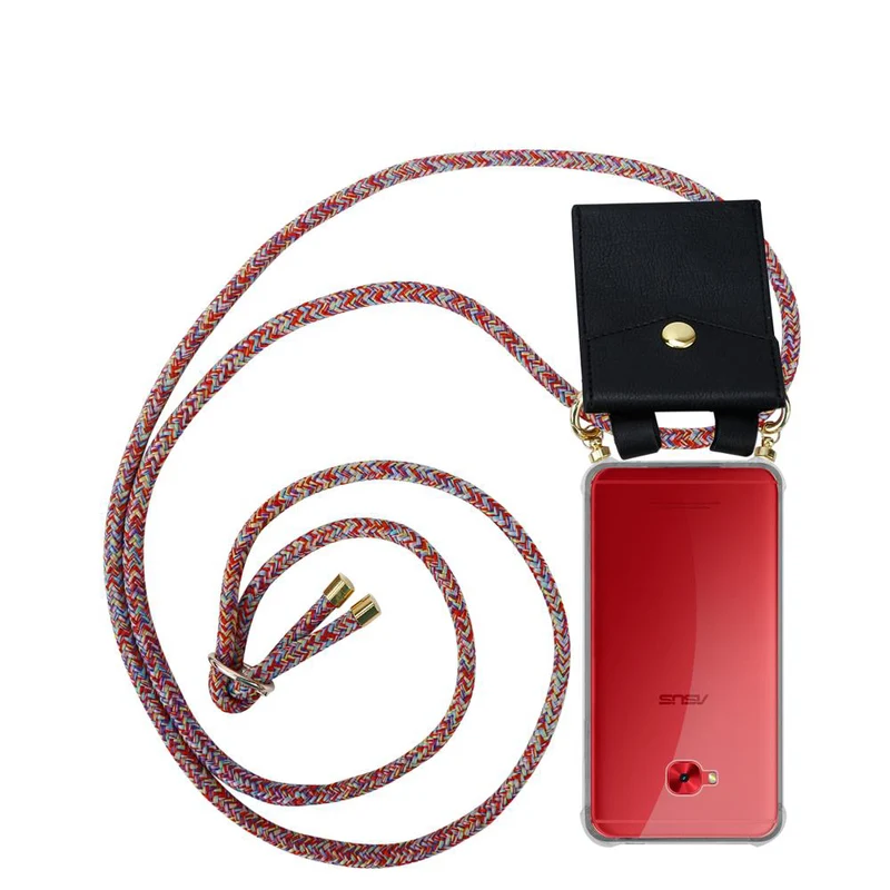 Cadorabo Handy Kette kompatibel mit Asus ZenFone 4 Selfie PRO Silikon Schutzhülle mit Gold Ringen, Kordel Band und abnehmbarem Etui